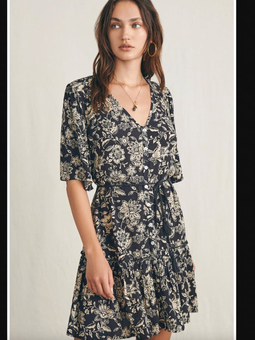 Faherty Orinda Tie Waist Button Up Crepe Minidress XXL